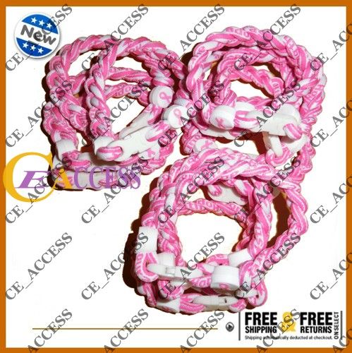 Lotto di raccolta fondi 50 Bracciale Tornado Twist Pink Ribbon cancro al seno