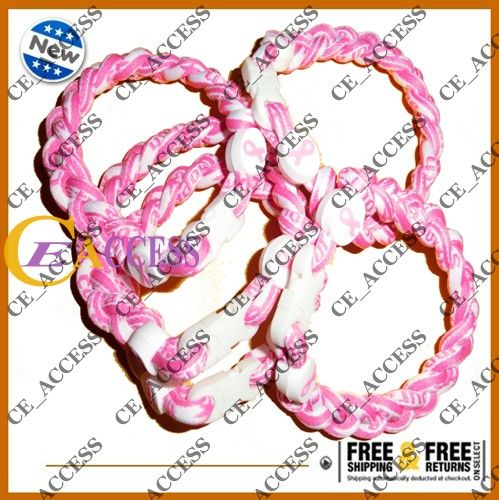 Lotto di raccolta fondi 50 Bracciale Tornado Twist Pink Ribbon per cancro al seno