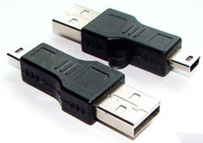 Groothandel - USB A tot Mini B Adapter Converter 5-PIN-gegevenskabel Mannelijke / M MP3 PDA DC Black 50pcs