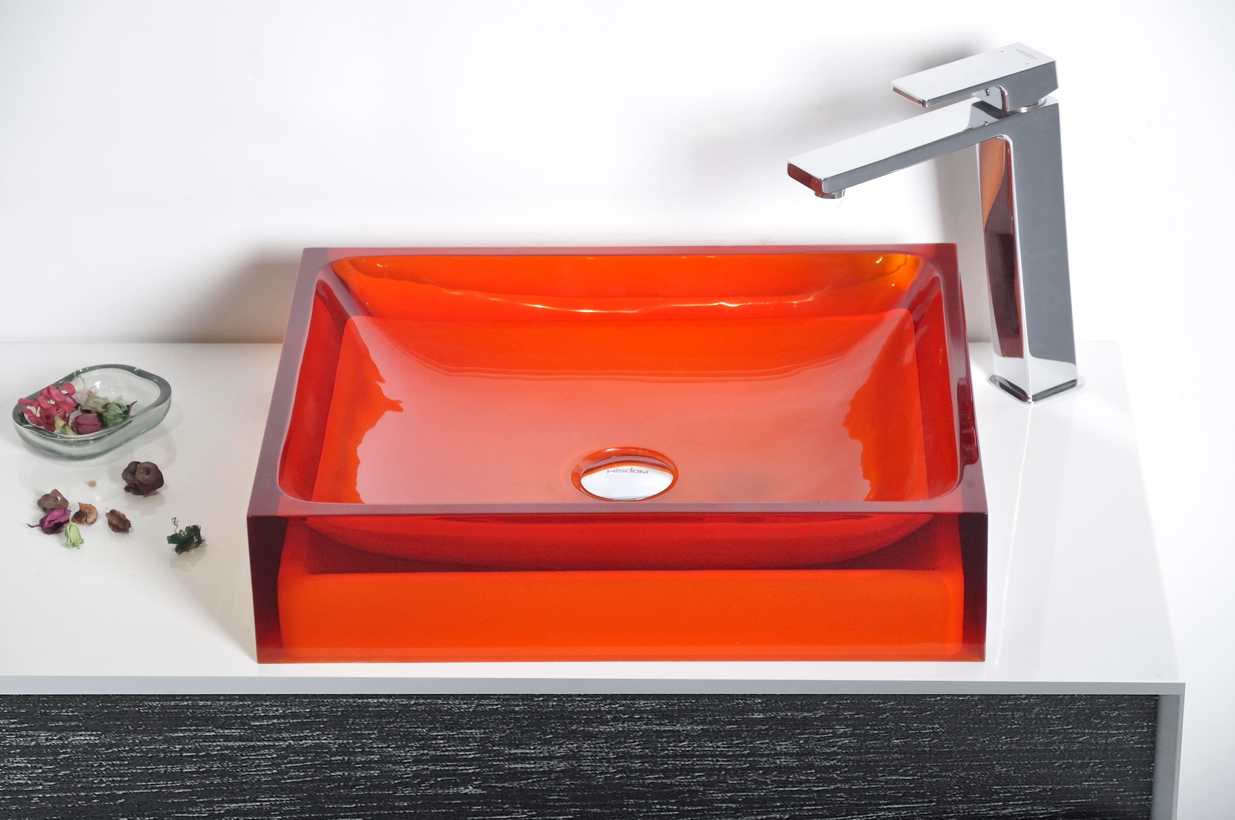 CUPC Certificate Bathroom Resin Rectangular Counter Top Sink Colourful