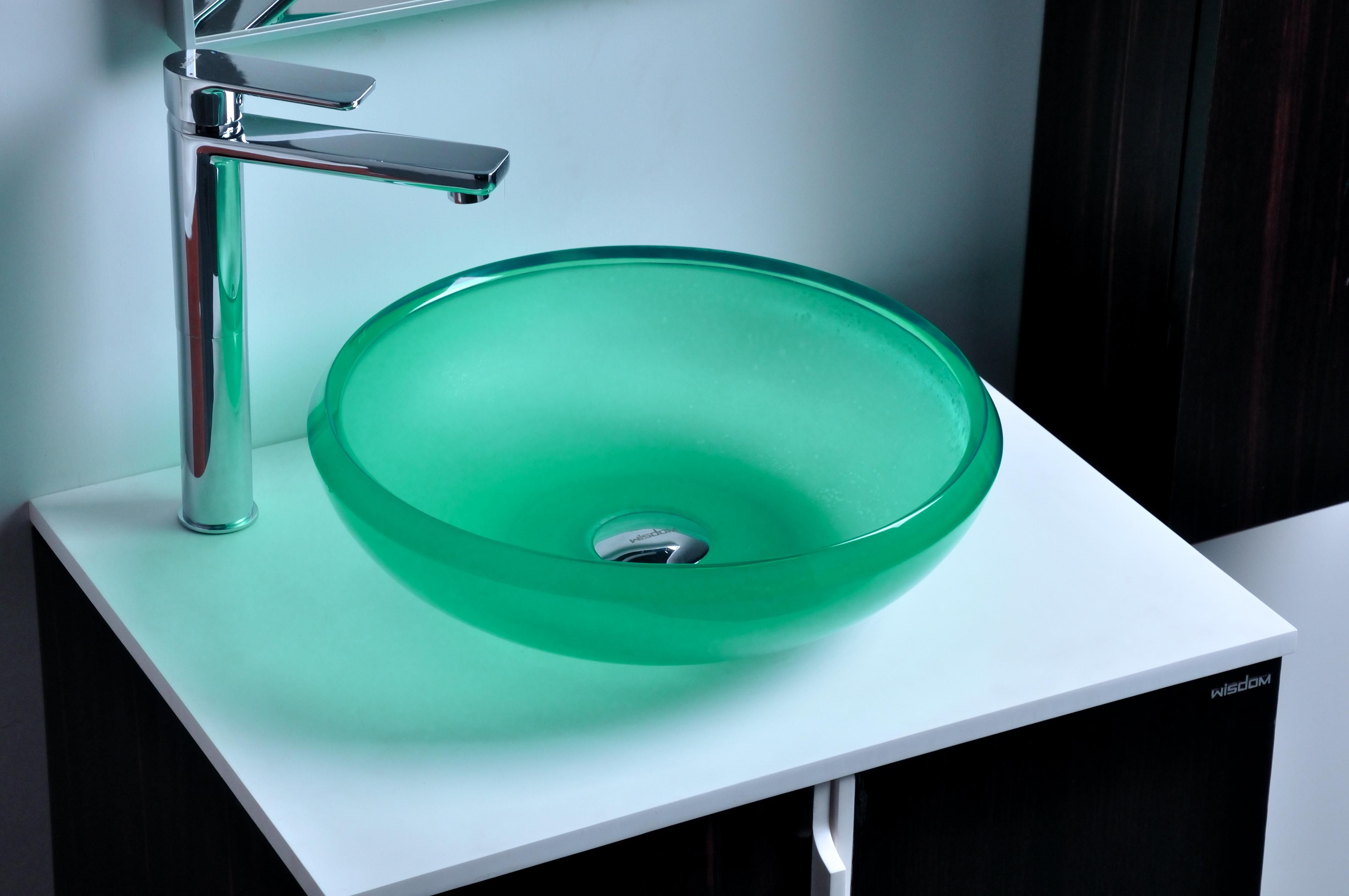 Reçine Yuvarlak Tezgah Lavabo Renkli Ploakroom Washbasin Katı Yüzey Taş Kapı Rs38278