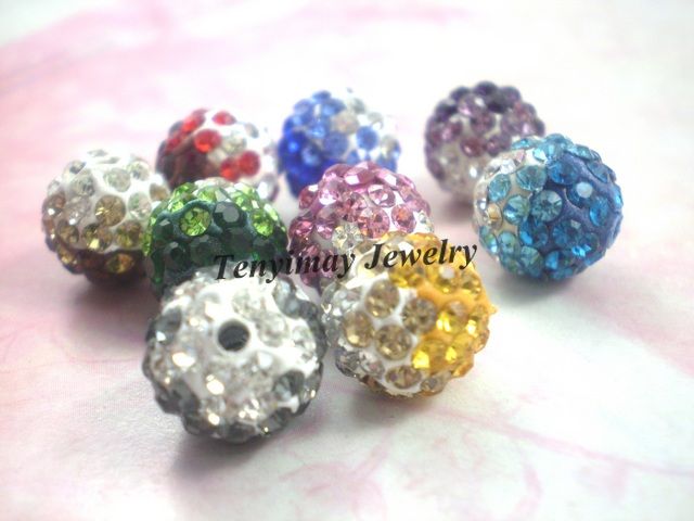 Crystal Loose Beads Disco Ball Micro Pave Beads 10mm Gradient Color L