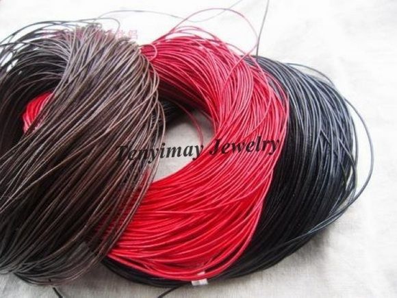 Cordons de collier en cuir véritable 1mm corde en cuir rouge pour le bricolage livraison gratuite 100 M