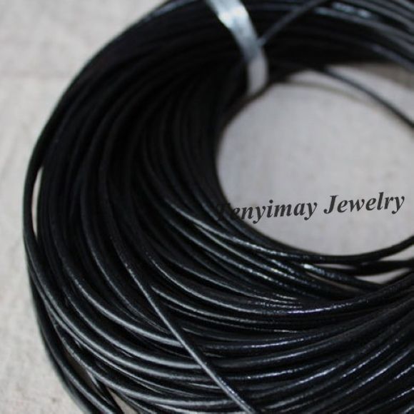 2mm Black Genuine Leather Necklace Cords Fashion Jewelry Accessory Wholesale 100 Meters 