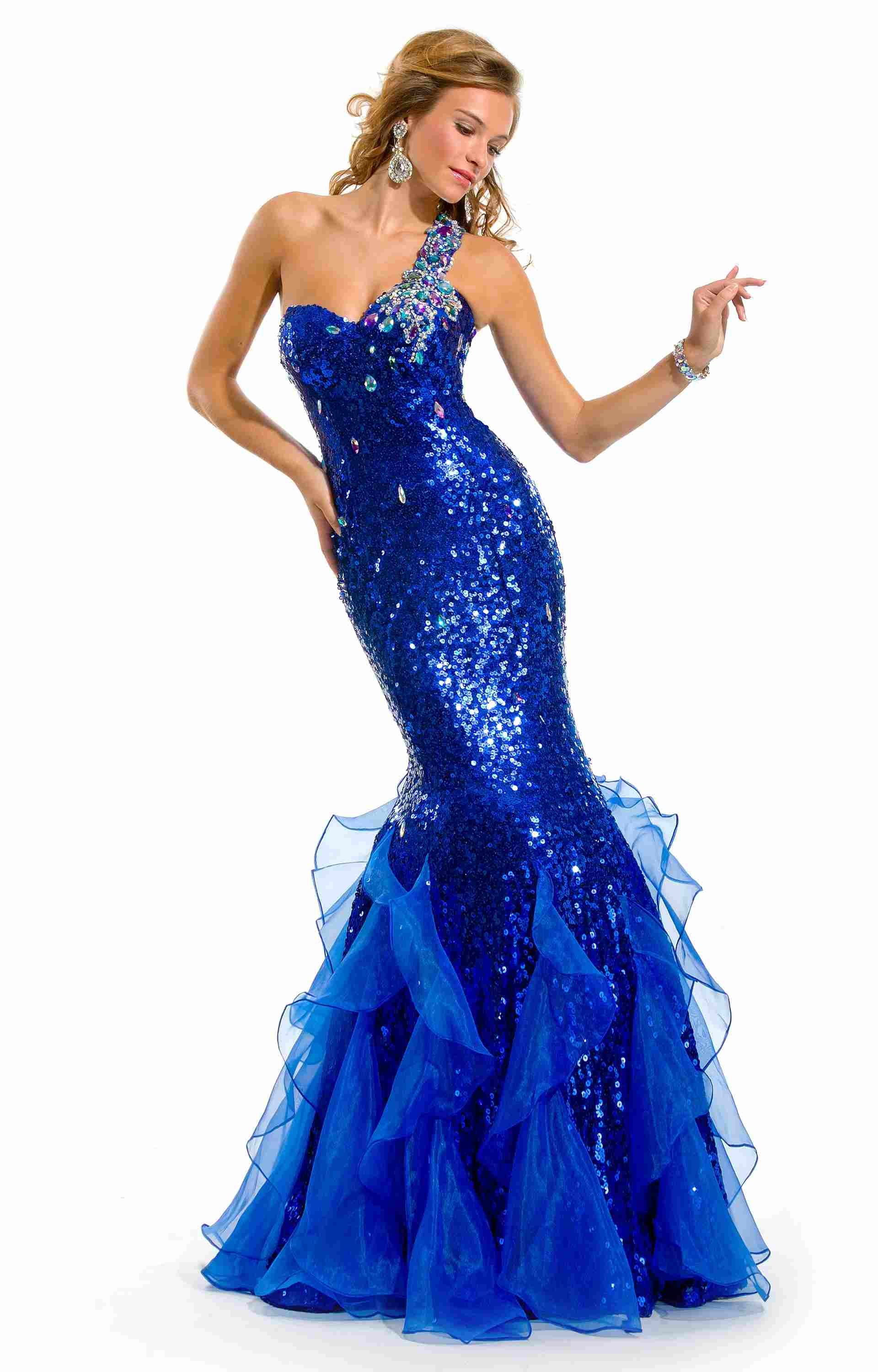 Best Fashion Prom Dresses 2013 NEW HOT One Shoulder Sequin Color Beads