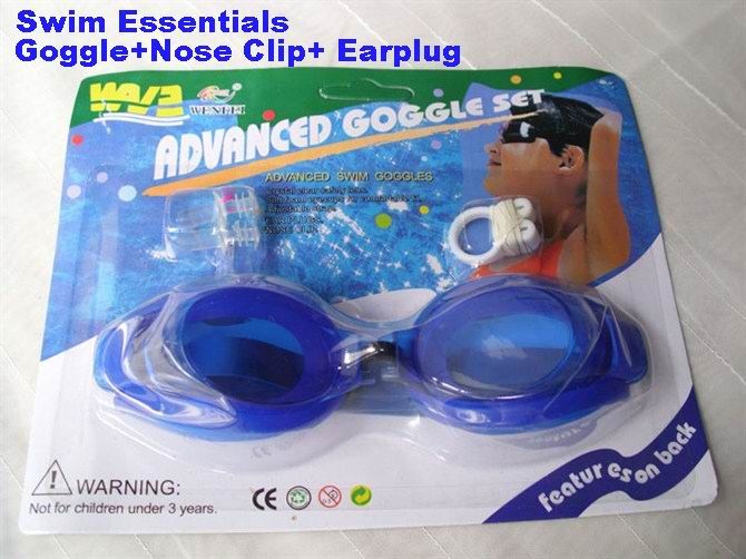 Swim Essentials Goggle+Nose Clip+Earplug Three Piece Suit From