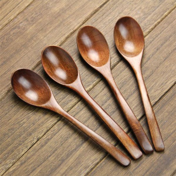 Classic Round Spoon Bamboo Stirring Rod Tablespoon Coffee Spoons Rice