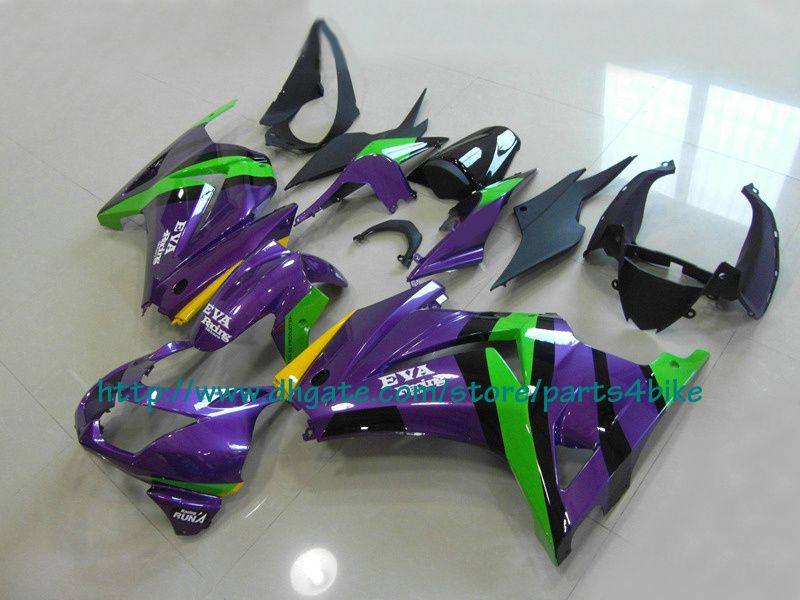 Purple Green Racing Fairing Kit KAWASAKI Ninja 250R EX 250 2008 2009