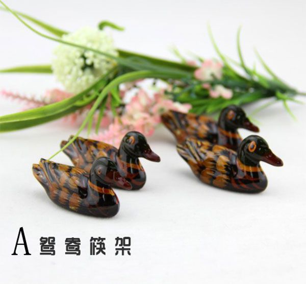 Mandarin Duck Chopstick Rest Leaf Chopsticks Pillow Writing Brush Stands Feather Pen Holder From
