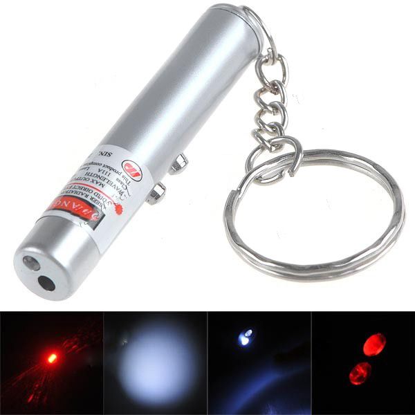 Laser Pointers 2 In 1 Mini Sliver Keychain 5mw Red Laser Pointer White