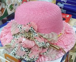 leopard flower Child girl Wide Brim Hats hat beach hat children hat sun hat,5pcs/lot#2864