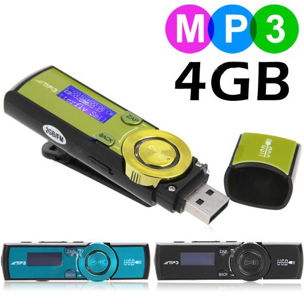 Clip Design 4GB USB 2.0 Flash Drive Mini Digital MP3 Players Music
