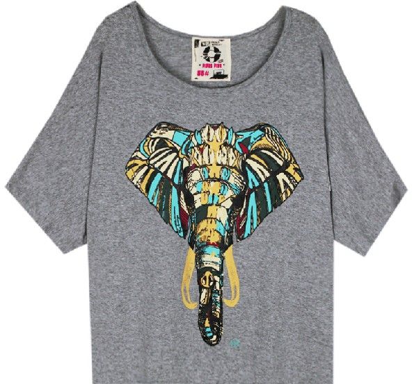 Harajuku Fashion Trendy Hip Hop T Shirt Elephant Unisex + From Mossn ...