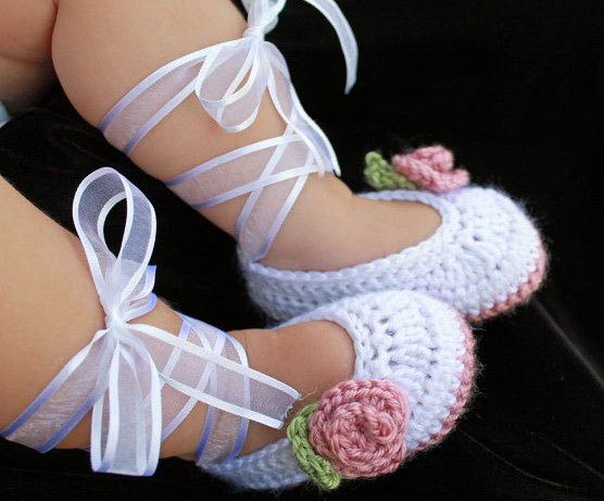

2015 new arrival Crochet Ballet Baby Booties in White & Dusty Rose Pink first walker shoes cotton yarn 6pairs(12PCS)/