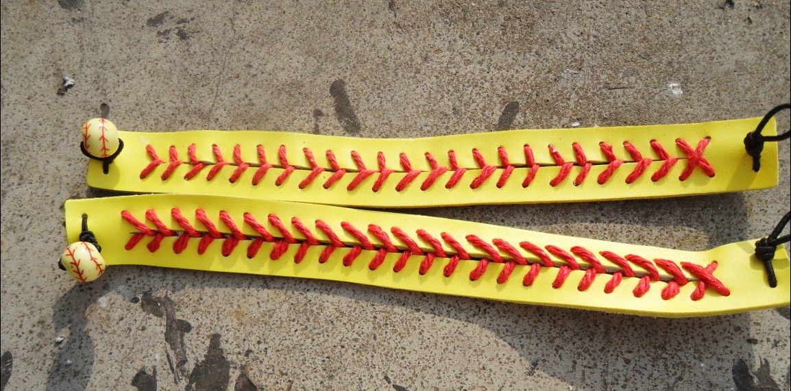 bracelet de softball ensoleillé de softball Bracelet en cuir véritable