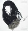 100 stks 1.5mm zwarte wax lederen slang kettingen armbanden kralen koord string touw draad 45cm + 5cm extender armband chainlobster sluitel DIY