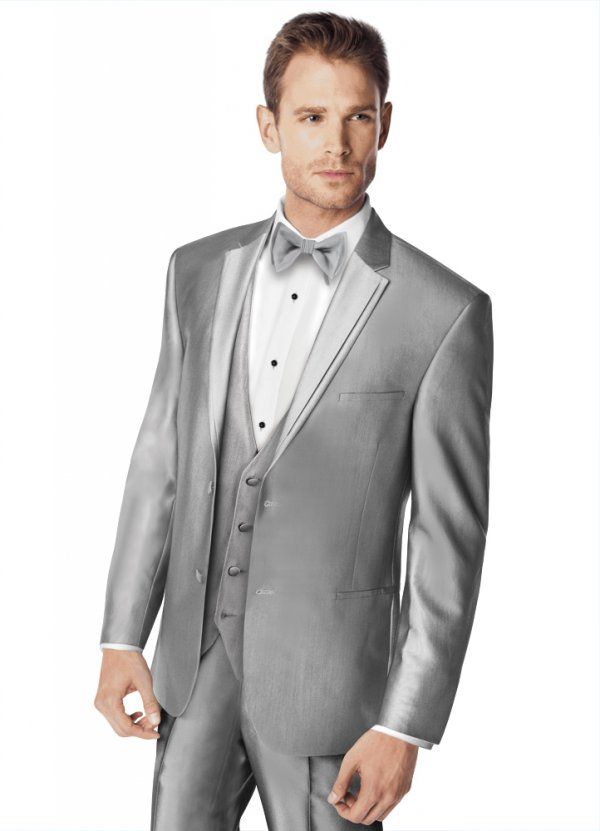 새로운 도착!!! 잘 생긴 실버 컬러 Bridegroom Groomman Tuxedo Jacket + Pant + Tie + Waistcoat 남성을위한 공식적인 푸른 정장