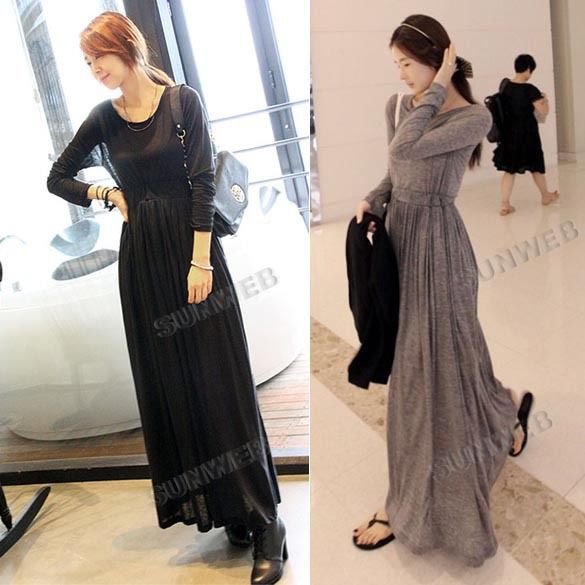 long sleeve long dresses casual