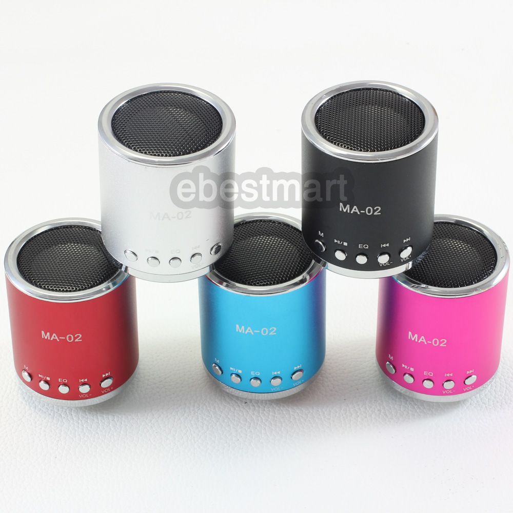 2021 Mini Speaker Round Metal Aluminum Stereo Sound Box FM Radio USB