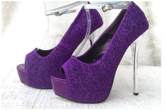 2013 Gold Purple Sequins Fish Head High Heels Dinner Will Be The Bride ...