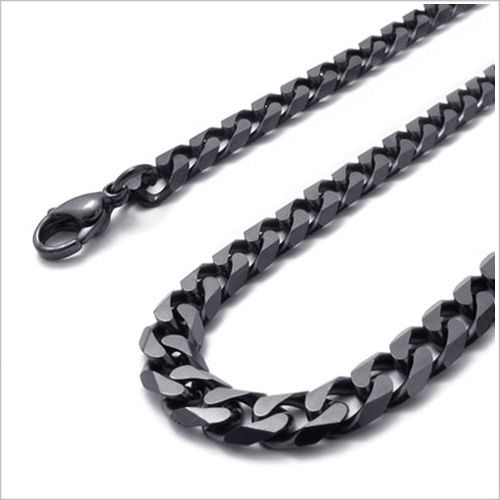 Chaîne de collier à maillons gourmette plaqué noir de 8 mm en acier inoxydable Bijoux de mode pour hommes 24 '' mode