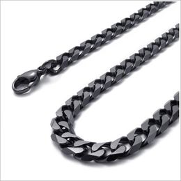 Black Plated 8mm Curb Link Necklace chain Stainless steel Men's Fashion Jewelry 24'' fashion