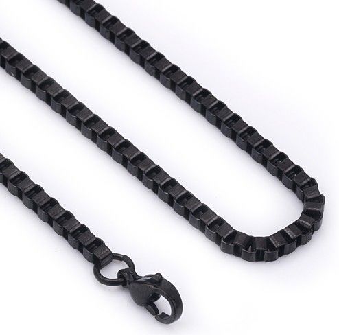 19.6 '' POP unisex TAKı, 100% Paslanmaz Çelik 3mm siyah KUTUSU link zinciri Kolye, moda hediyeler