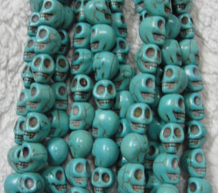 300 pièces colorées 10mm crâne turquoise perles en vrac bracelet à bricoler soi-même collier