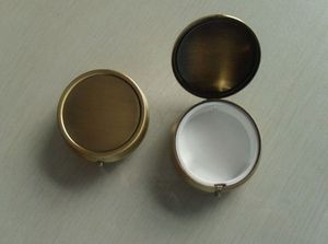 Wholesale 10PCS Bronze Pill Boxes DIY Metal Container Case--Single & one compartment-Free Shipping
