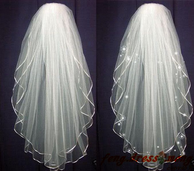 Hot Barato de Alta Qualidade Best Selling Duas Camadas Branco / marfim Nupcial Do Casamento Tiara Pérola Beads Veil Cachecol Xale Com Pente