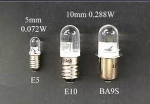 E5 1 LED Lampa zamienna, E5 Żarówka LED, E5 1 LED Miniaturowa Bayonet Bulb Lampa 12 V White Darmowa Wysyłka
