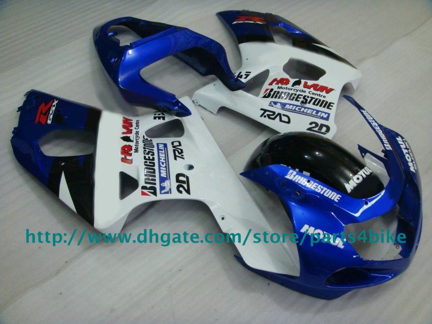 Mavi beyaz motosiklet parçaları suzuki GSXR 600 2001 K1 GSXR600 GSXR750 01- 03 RX6z için vücut kaplamaları