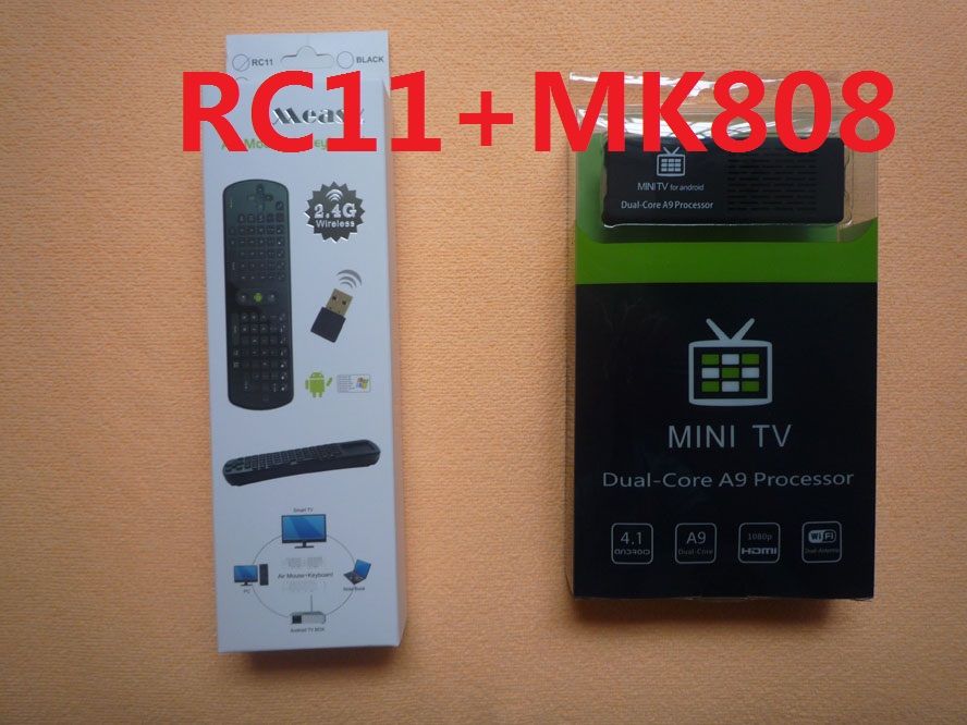 MK808 Google TV Box Mini PC RK3066 Android 4.1 Dual Core con teclado Air Mouse teclado RC11 Combo paquete