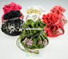 Handmade Ribbon Embroidered Round Bottom Bag Chinese Ethnic Satin Cloth Travel Jewelry Gift Pouches 8 Ring Case Bag Craft Packaging Bags