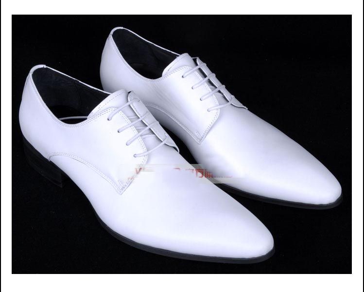 British Fashionable White Leather Shoes Men Pointed Leather Strap ...