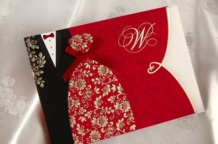 custom print unique red wedding invitations wedding cards