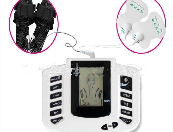 Ny elektrisk stimulator Full Body Therapy Massager Machine, Pulse Tens Akupunktur med Slipper