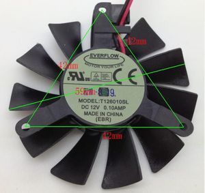 PC graphics card cooling fan EVERFLOW:T126010SL DC12V 0.10A 2-wires VGA FAN