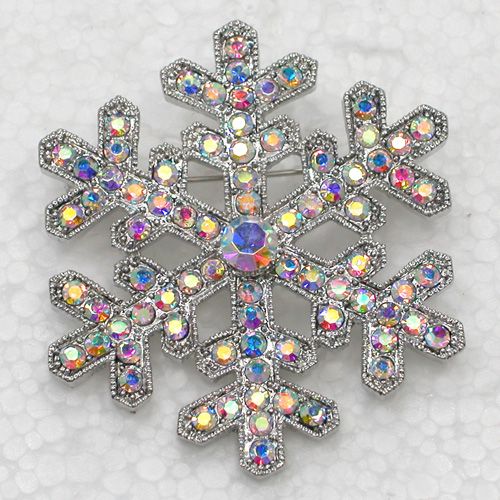 Partihandel Rhinestone Christmas Snowflake Pin Brosches C101926