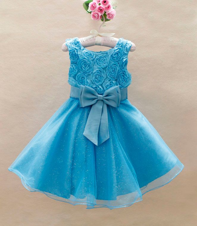 Neonate principessa festa di nozze fiore 3D rosa bambini arco del vestito ragazza abiti tutù di pizzo di tulle moda