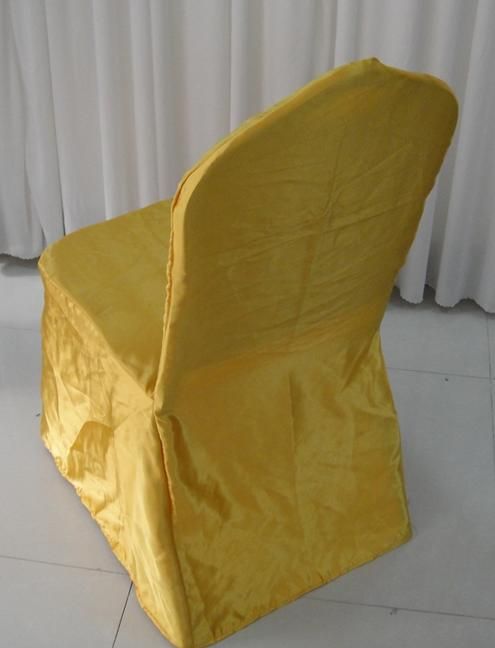 Round Top Gold Banket Satin Chair Cover 100 st med gratis frakt för bröllopsanvändning 5 storlek kan välja