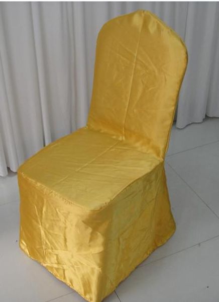 Round Top Gold Banquet Satin Chair Cover With For Wedding Use 5