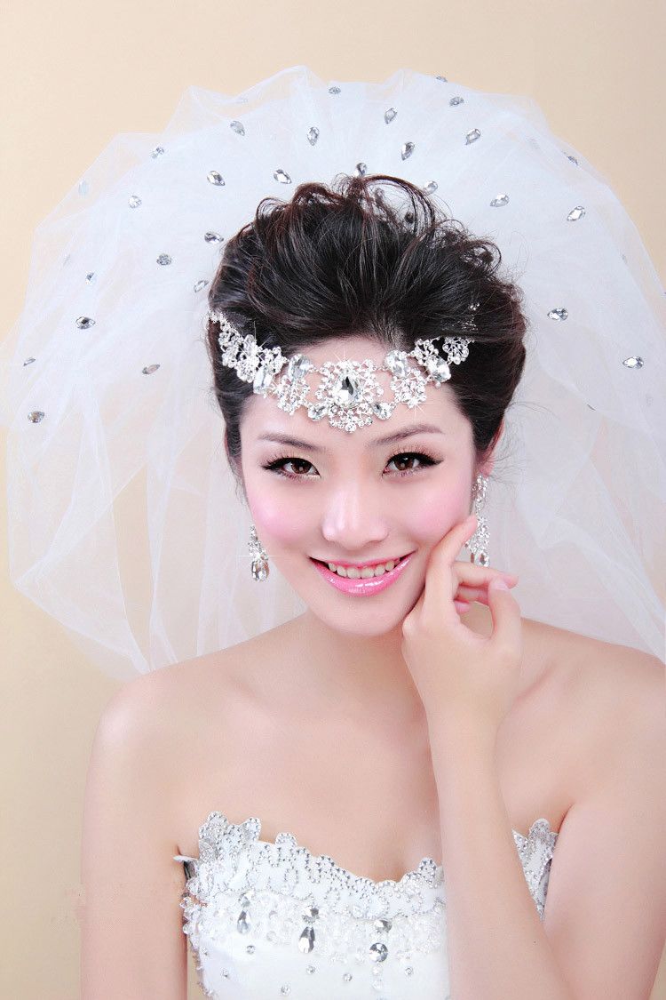 Floral Diamond Wedding Costume Necklace Earring Crystal Rhinestone Alloy Bridal Frontlet9009687