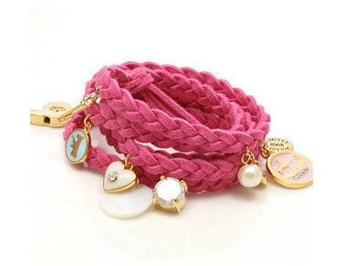 Seleção multi-cor de couro trançado corda pulseiras Multilayer Multi pingente Coreia Cashmere Bracele