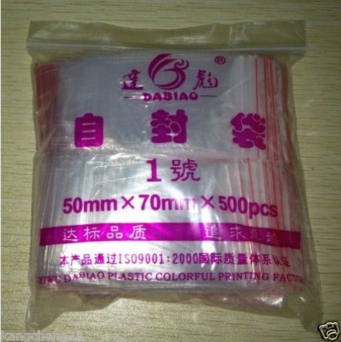 Hot Sell Mic 50x70mm 500P Plastic Poly Ziplock Lock Sieraden Tassen Sieraden DIY Sieraden Verpakking Display