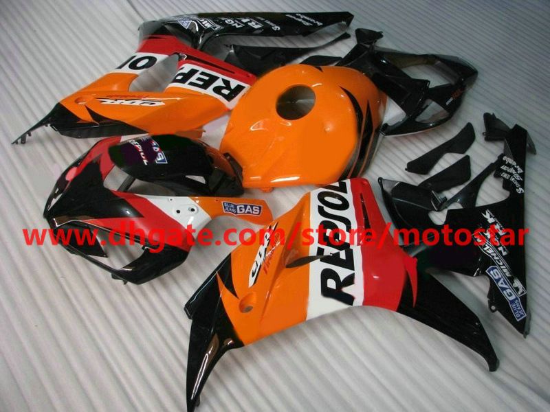 화이트 오렌지 REPSOL HONDA 2007 용 인젝션 페어링 CBR1000RR CBR 1000RR CBR1000 06 07 바디 수리 페어링 키트