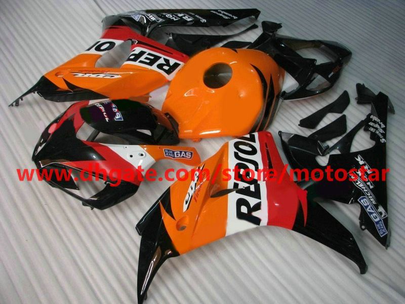 Vit Orange Repsol Injektionsfeor för Honda 2007 CBR1000RR CBR 1000RR CBR1000 06 07 Kroppsreparation Fairing Kit