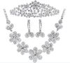 Twinkling Floral Crystal Necklace Earrings Set Bridal Crown Tiaras 2397662