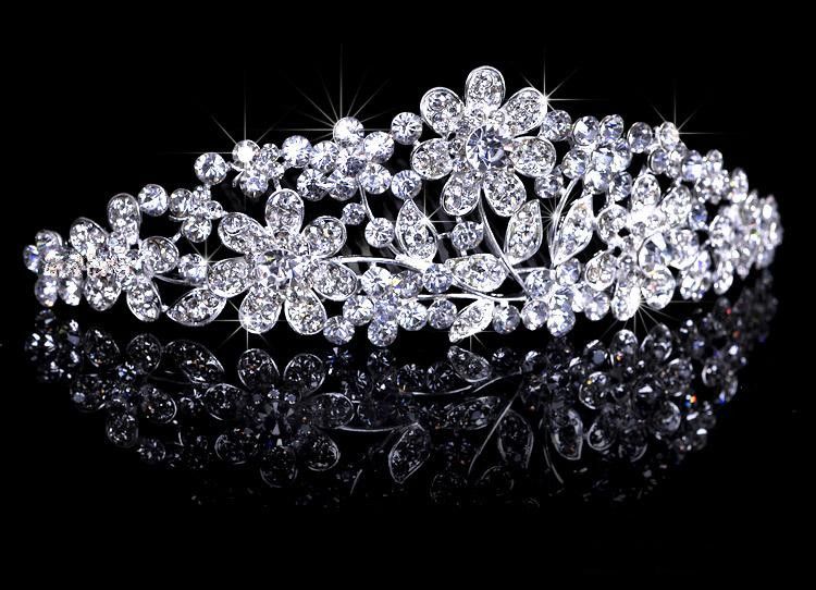 Glanzende Steentjes Prinses Kroon Tiara Bruids Hoofdband Kam Haar Clip Bruiloft Sieraden Bruid Proms 277Y