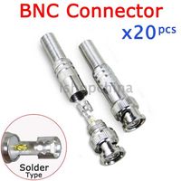 20pcs BNC Male Solder on Type Socket Connector adapter For CCTV Camera RG59 Coaxial Coax Cable, Post
